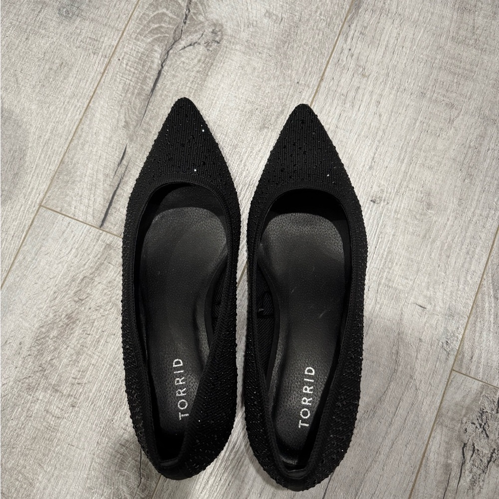 torrid Black Pointed Toe Embellished Flats